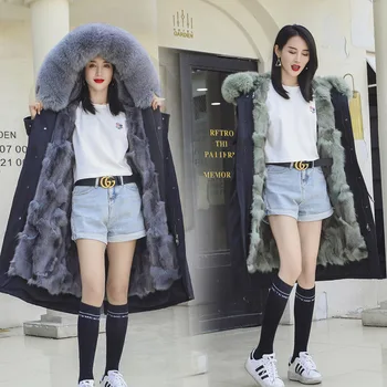 Gerçek Kürk Ceket Kadın Tilki Kürk Ceket kadın kıyafetleri 2020 Kore Moda Gerçek Kürk Parka Kış Ceket Kadınlar Manteau Femme HL001 YY1075