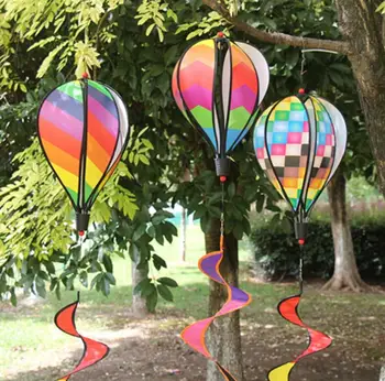 Gökkuşağı Şerit Izgara Windsock Sıcak Hava Balon Rüzgar Spinner Bahçe Yard Açık Dekorasyon Asılı Dekorasyon SN2406