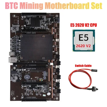 HOT - H61 BTCX79 Madenci Anakart ile E5 2620 V2 CPU + Anahtarı Kablosu LGA 2011 DDR3 Desteği 3060 3070 3080 GPU için BTC Madencilik