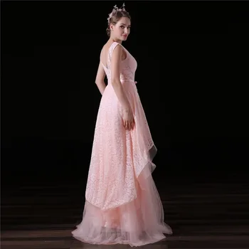 JaneVini Pembe Uzun Gelinlik Modelleri 2018 Dantel See Through Korse Düğün Parti Elbise Artı Boyutu Tül Kolsuz Balo Elbise Yeni 4