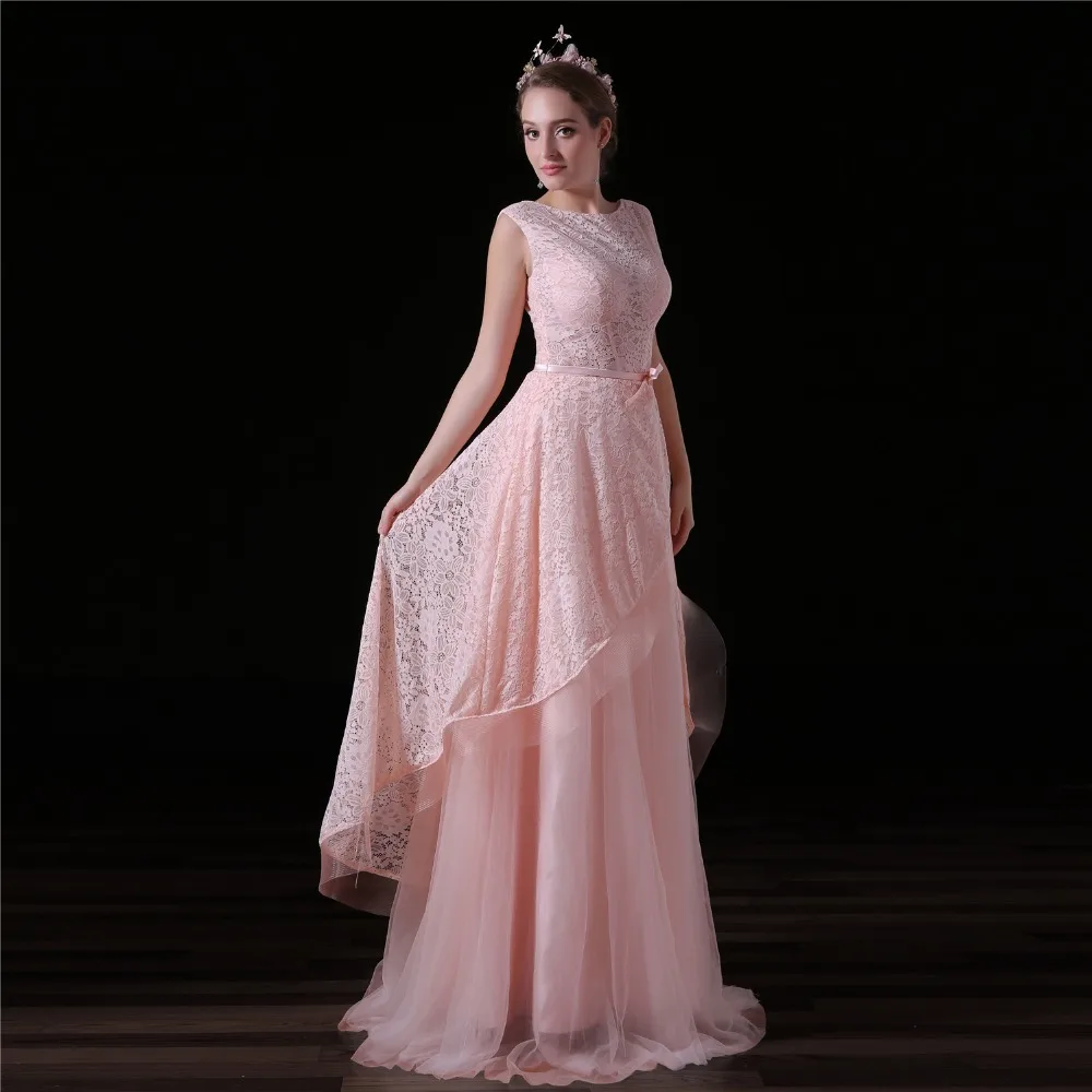 JaneVini Pembe Uzun Gelinlik Modelleri 2018 Dantel See Through Korse Düğün Parti Elbise Artı Boyutu Tül Kolsuz Balo Elbise Yeni 3