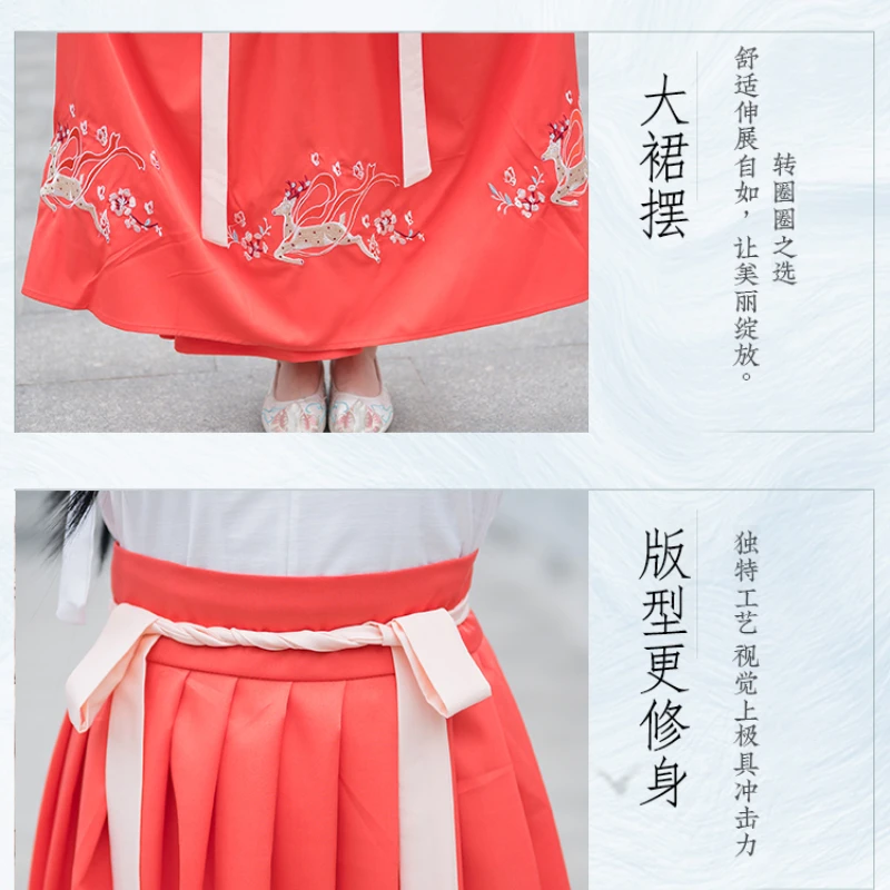 Kadın Beyaz Turuncu Peri Çin Geleneksel Hanfu Kostüm Yeni Stil Lady Han Hanedanı Elbise Nakış Tang Halk Dans Giyim 3