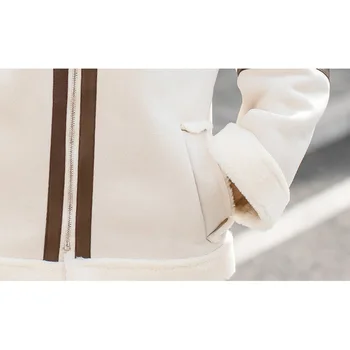 Kadın Kalın Kuzu Kürk Lady Geyik Derisi Kadife Palto Sonbahar Kış Ceket Kadın Kısa Giyim Gevşek Sıcak Pamuk Giyim