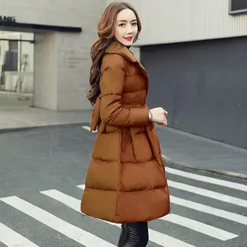 Kadın Kış Ceket Orta-uzun Bölüm Giyim Pamuk Yastıklı Sıcak Ceket Dış Giyim Rahat Mor Siyah Kadın Giysileri X54