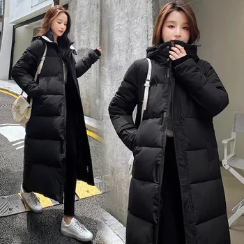 Kadın orta uzunlukta pamuk-kapitone ceket için 2021 kış yeni stil aşağı pamuk Kore tarzı over-the-diz gevşek kapitone ceket