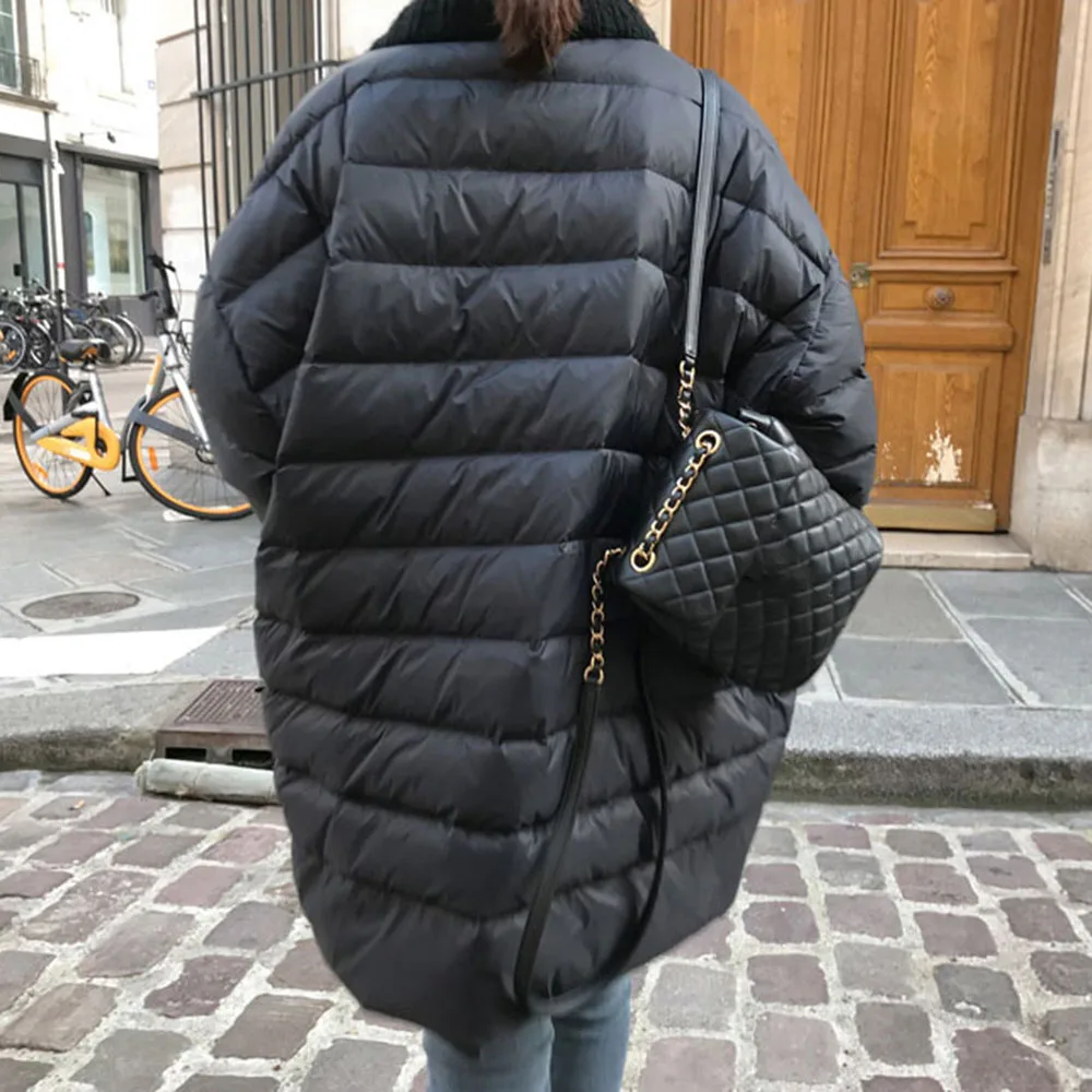 Kadın Pamuk Kapitone Ceket Kış Kalın Sıcak Siyah Nedensel Orta Uzunlukta Aşağı Ceketler Boy Stil Moda Cep Parkas Yeni