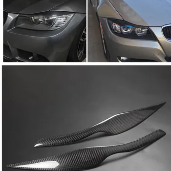 Karbon Fiber Farlar Kaşları Göz Kapakları BMW E90 320i 325i 330i 2005-2012 Ön Far Kaşları ayar kapağı araba Aksesuarları