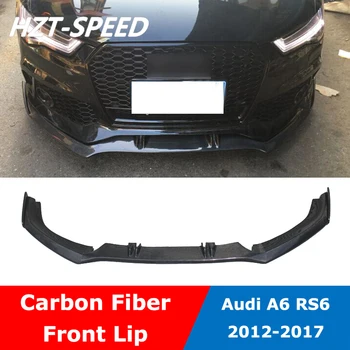 Karbon Fiber Ön Tampon Kürek LipFor Audi A6 Değiştirmek RS6 Araç Gövde Kiti 2012-2017 0