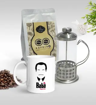 Kişiselleştirilmiş Baba Godfather Tasarım Kupa & Fransız Basın & 250gr Filtre Kahve Hediye Seti - 12 Özel Tasarım Arkadaşlar Severler Hediye