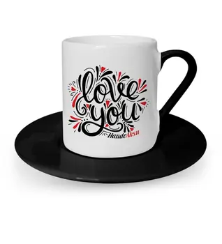 Kişiselleştirilmiş Seni Seviyorum Siyah Türk kahve fincanı-6
