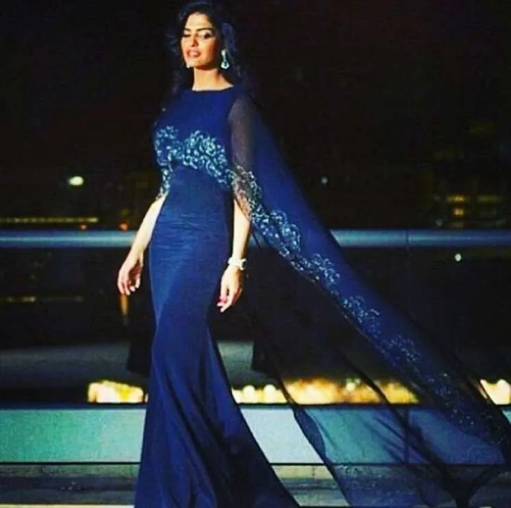 Kraliyet mavi Şifon Şal Dantel Aplike Akşam Balo Elbise Gerçek Görüntü vestido de noiva anne 4