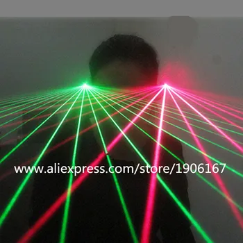 Kırmızı yeşil ışık lazer dans lazer gösterisi olay parti malzemeleri için şarj edilebilir pil ile Laserman gözlük