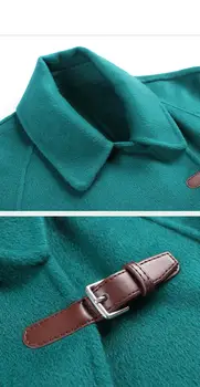 Kış Yeni Sokak Stil Lady Orta Uzunlukta Uzun Kollu High-End Moda Zarif Çift Taraflı Yün Ceket S-XL 2