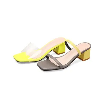 Lloprost ke 2020 yeni moda hakiki deri ayakkabı kadın sandalet karışık renkler kare yüksek topuk plaj sandaletleri kadın yaz ayakkabı