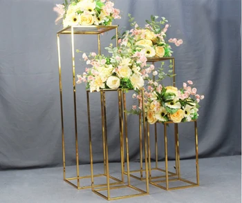 Masa Centerpiece metal çiçek standı koridor altın yol kurşun Düğün Dekorasyon ücretsiz kargo 2