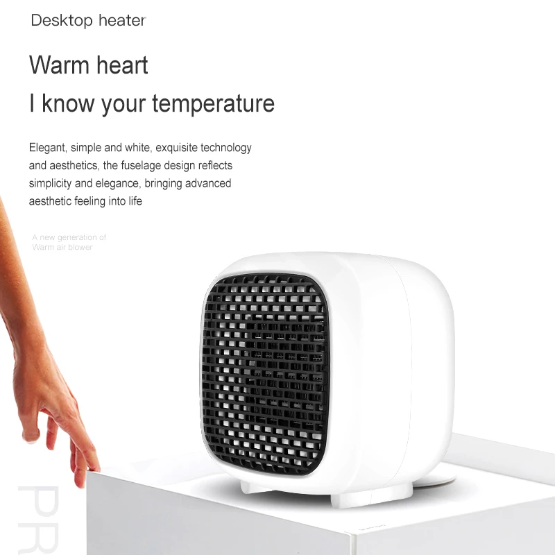 Mini elektrikli ısıtıcı ofis odası masaüstü vantilatör ısıtıcı Taşınabilir çocuk odası sıcaklık kontrolü PTC seramik ısıtıcı makinesi 800 W 3