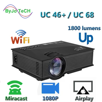 Mini Taşınabilir Projektör UC68 LED 3D Ev Mikro Projektör UC68 + 1080 P HD Projektör Daha iyi UC46 Destek Miracast Airplay 1