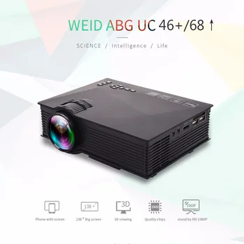 Mini Taşınabilir Projektör UC68 LED 3D Ev Mikro Projektör UC68 + 1080 P HD Projektör Daha iyi UC46 Destek Miracast Airplay 2