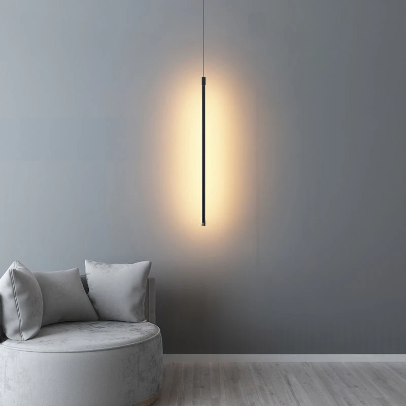 Minimalist başucu avize basit modern oturma odası yatak odası uzun çizgi yaratıcı arka plan duvar atmosfer lambası LED chandelie