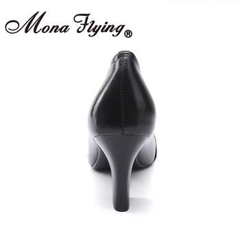 Mona Uçan Kadınlar Premium Deri Ayakkabı Pompaları Slip - on Klasik Moda Kare Ayak Yüksek Topuk Ayakkabı Kadınlar Bayanlar ıçin 9103-3