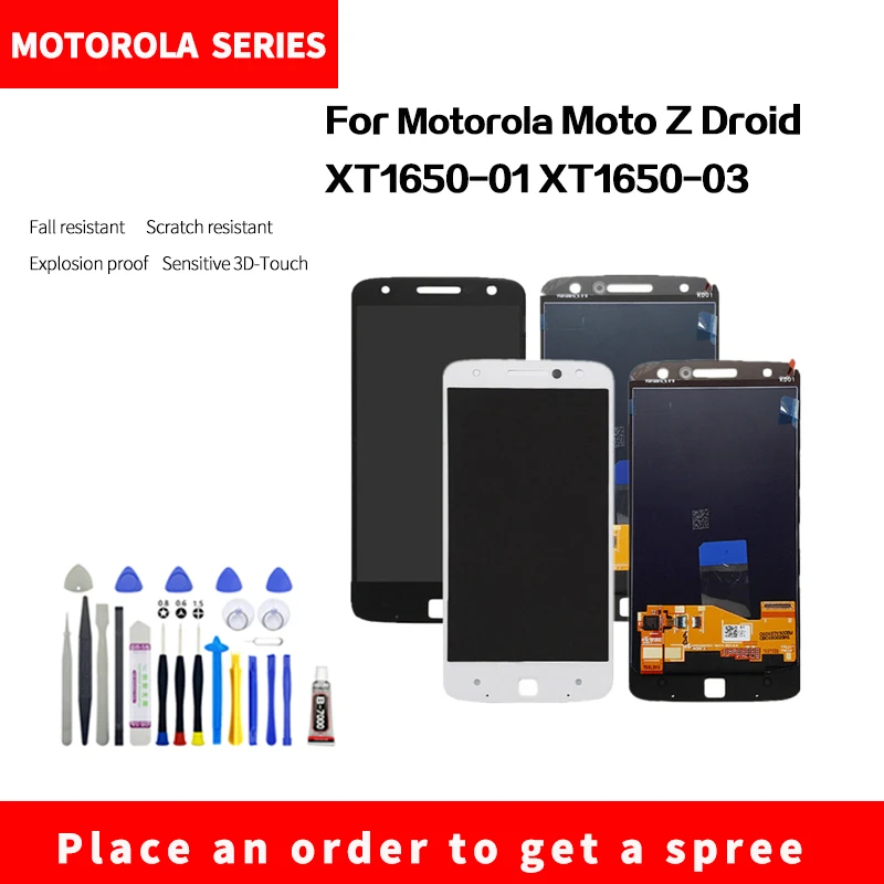 Motorola Moto Z Droid için XT1650-01 XT1650-03 LCD ekran Yüksek kalite HD marka yeni ekran meclisi ıle Sökme araçları 4