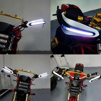 Motosiklet el muhafızları ile led ışıkları, gidon el koruması Motocross ekipmanları için Suzukı Gsf 250 400 600 Gsr 600 750 Gsx S750