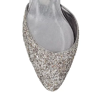 Orijinal Niyeti Zarif Kadın Sandalet Bling Glitter Yuvarlak Ayak Kare Topuklu Sandalet Altın Gümüş Ayakkabı Kadın Artı ABD Boyutu 4-15