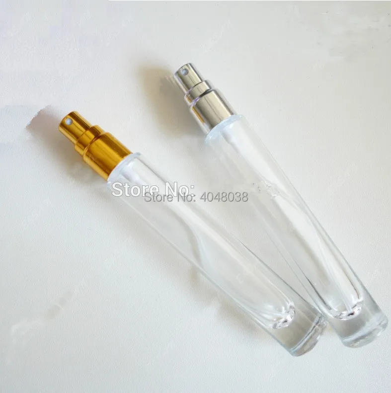 Parfüm Şişesi 10 ML Şeffaf Cam Sprey Şişeleri Altın Gümüş Siyah kapaklı Kozmetik Parfüm Atomizer Boş Doldurulabilir Şişeler 100 adet
