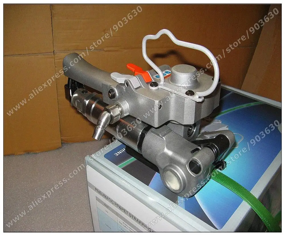 PP Plastik Şerit 13-19MM için Toptan Çin AQD-19 Pnömatik Sealless Kombine PET Çemberleme Makinesi Paketleme Makinesi