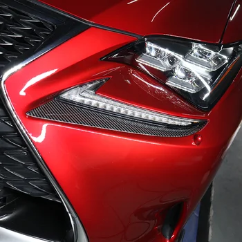 QHCP 2 adet/takım Karbon Fiber Araba Far Düzeltir Sticker Kafa Lambası Kaş Kapak Dekorasyon Şerit Lexus Için RC300 200 T Araba Styling