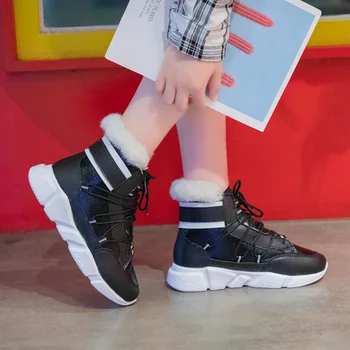 Rahat sıcak ayakkabı Kadın Platformu Sneakers Yüksek Üst Moda Marka 2019 Kış zapatos de mujer Kürk Bayanlar Tıknaz ayakkabı 5