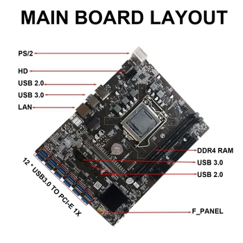 RGB Fan ile B250C Madencilik Anakart + G3920 veya G3930 CPU CPU+SATA Kablosu+Anahtarı Kablosu 12 PCIE USB3. 0 GPU Yuvası LGA1151 Destek