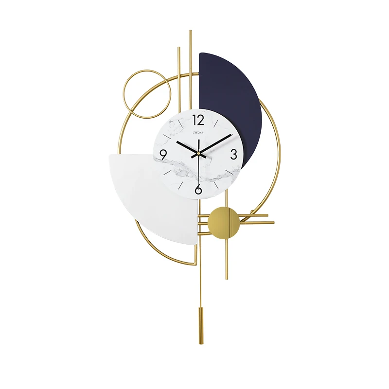 Sarkaç Metal Oturma Odası duvar saati İskandinav Tasarım Sessiz Kuvars duvar saati Modern Tasarım Lüks Altın Horloge Duvar Dekor AA50WC