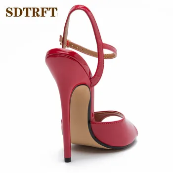 SDTRFT Stiletto Bayanlar Parti ÇÜNKÜ Sandalet Ayak Bileği Kayışı Ayakkabı Kadın 15 cm Ince Yüksek Topuklu zapatos mujer Peep Toe Dar Bant Pompaları