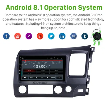 Seicane Android 8.1 Araba Stereo Multimedya Oynatıcı Honda Civic 2006 2007-2009 2010 2011 2din GPS Navigasyon desteği AUX USB