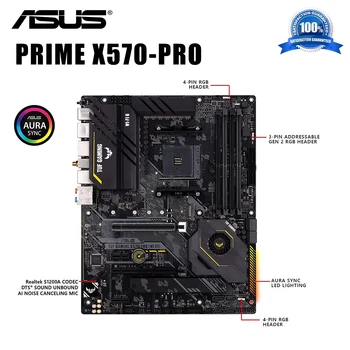 Soket AM4 Asus BAŞBAKAN X570-PRO Anakart PCI-E 4.0 128 GB DDR4 Ekran Bağlantı Noktası RGB CrossFireX AMD RYZEN PC AMD X570 Placa-mãe Yeni