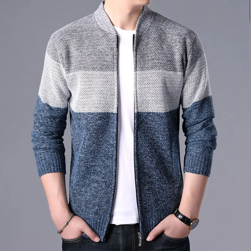 Sonbahar Kış Moda Erkek Kazak Patchwork Örme Hırka Mont Marka Giyim adamın Triko Sweatercoats Kabanlar Tops