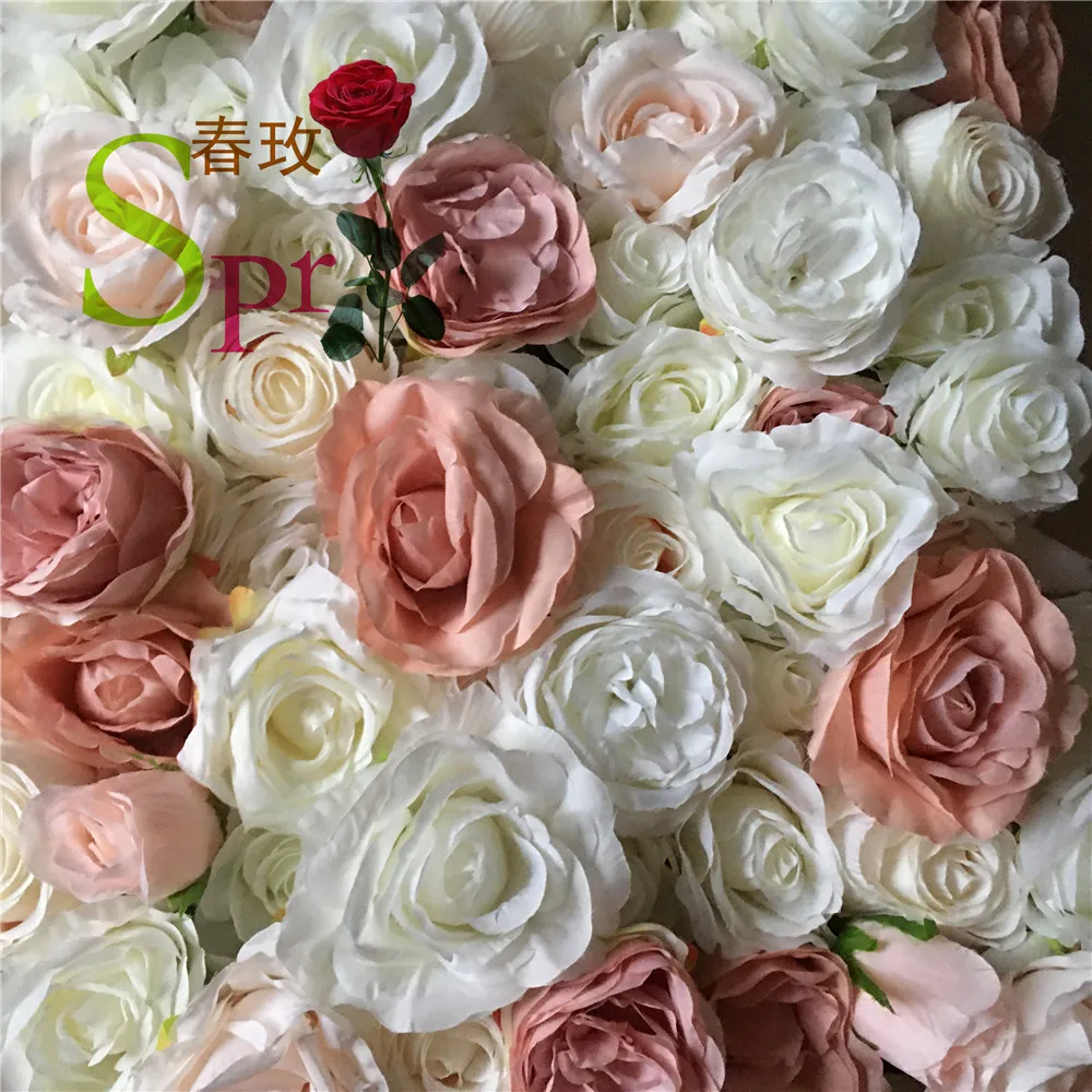 SPR 2021 Ucuz toptan krem beyaz yapay çiçek duvar düğün olay dekorasyon için gül yapay paneli çiçek şakayık backd