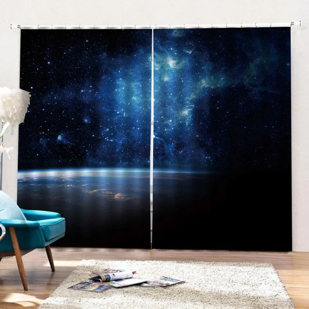 Starlight galaxy Duş Perdesi Modern Kumaş polyester Özel Oturma odası yatak odası Perdeleri Ev Dekor Perdeleri