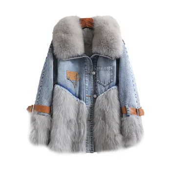 Streetwear Gerçek Rakun Kürk Ceket Kadın Sonbahar 2021 Kış Tilki Kürk Yaka Ceket Kadın Ördek Aşağı Jacks Jaqueta Feminina Gxy1350