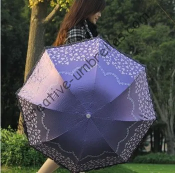 Superlight şemsiye, %100 güneş koruyucu, UPF > 50+, ladies'parasol, 8k kaburga, siyah gümüş kaplama, cep şemsiyesi, UV koruma, kemerli bağlama