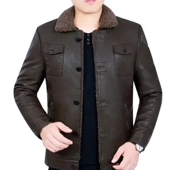 Sıcak Kış yeni ceket Erkek Artı Boyutu 4XL PU Deri Ceketler Erkekler Casual Faux Kürk Kalın Sıcak Yaka Uzun Süet Rüzgar Geçirmez ceket