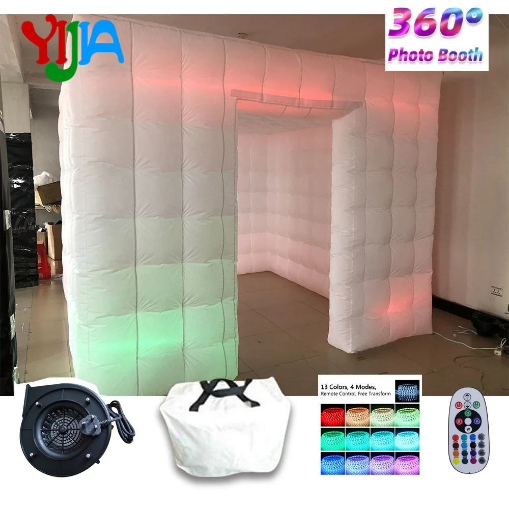 Sıcak satış 360 şişme küp fotoğraf kabini LED Enclosrue 10Ft / 3 m çadır İçin LED ışıkları ile 360 özçekim fotoğraf kabini parti Olay