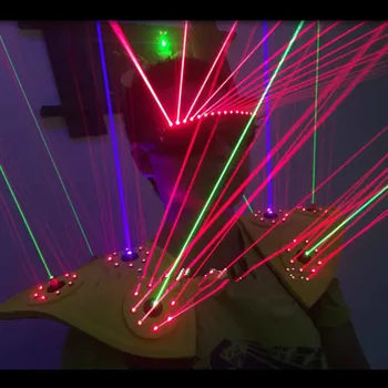 Sıcak Satış RGB Lazer Adam Gözlük Kostüm Yelek Laserman Yelek Lazer Gösterisi Giyim Gece Kulübü DJ Performans Sahne Parti Giysileri