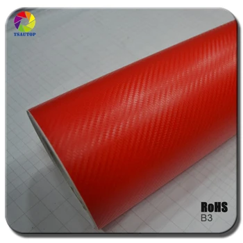 TSAUTOP Boyutu 1. 52x30 m yüksek kalite 3d karbon film araç vinil wrap kırmızı renk B3
