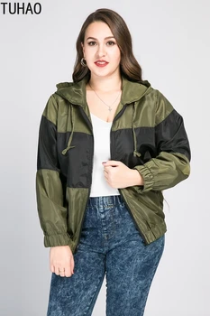 TUHAO 2020 Bahar Kadın Rahat Rüzgar Geçirmez kapüşonlu ceket Mont Artı Boyutu 8XL 7XL 6XL Kadın Jackers Ceket Kadın Giyim WM18