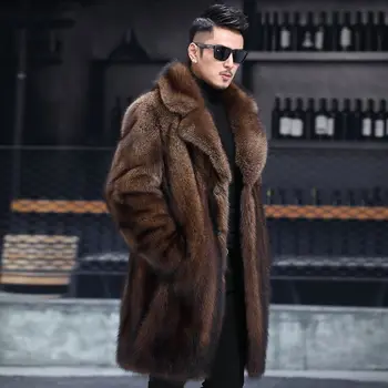 Vizon kürk ceket erkek bütün vizon sonbahar ve kış yeni kalın orta uzunlukta büyük boy erkek kürk rahat ceket