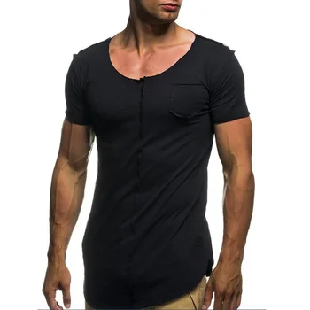 W1053-Yaz yeni erkek T-shirt düz renk ince eğilim rahat kısa kollu moda