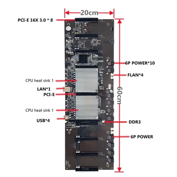 X79 BTC Madencilik Anakart 9 Grafik Yuvası 60mm Pitch Destek RTX 3060 GPU Desteği E5-2603 E5-2609 E5-4607 V2 CPU 2