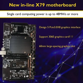 X79 H61 BTC Madenci Anakart 5X PCIE Desteği 3060 3070 3080 Grafik Kartı ile E5 2609 CPU RECC 8G DDR3 Bellek 120G SSD